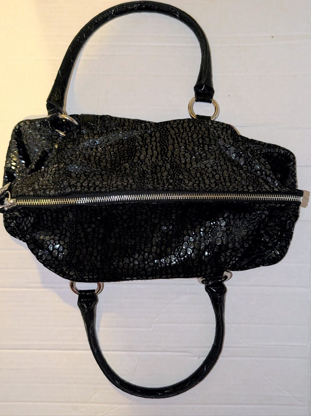 [NWT] VINTAGE Y2K GUESS BLING BAG Black Reptile Rhinestone G Logo DEADSTOCK MINT - Picture 5 of 11